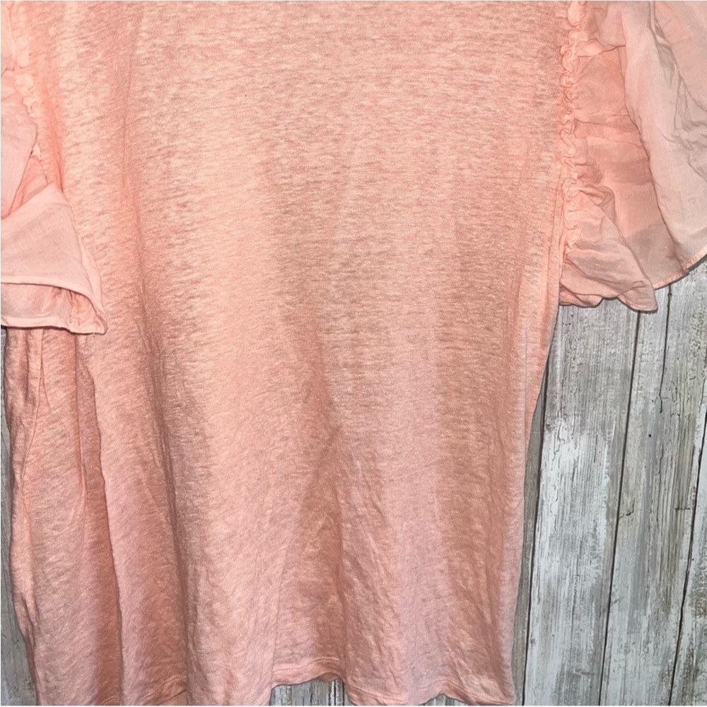 Loft Linen Pink Puff Sleeve Blouse - Picture 3 of 4